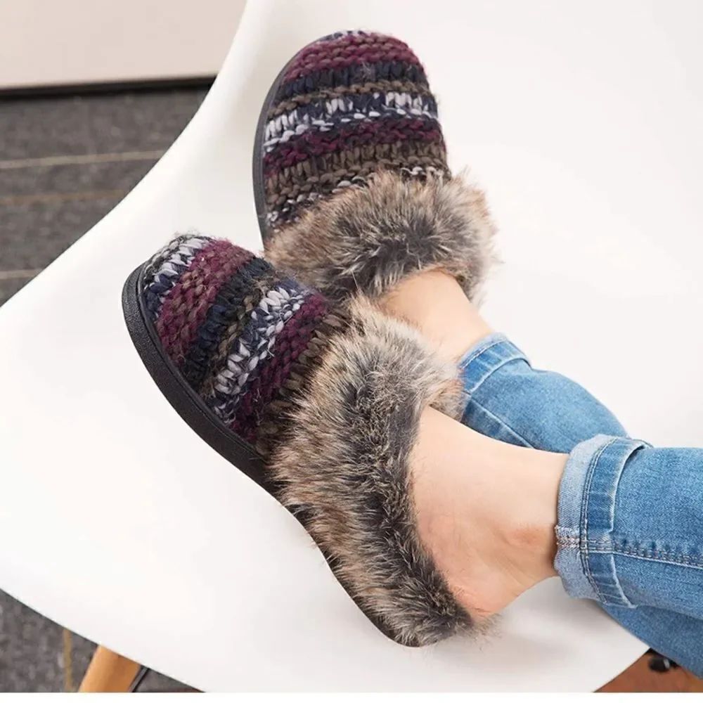 DL Womens Ultra Soft Comfort Memory Foam Slippers Fluffy Slip on Indoor Knit